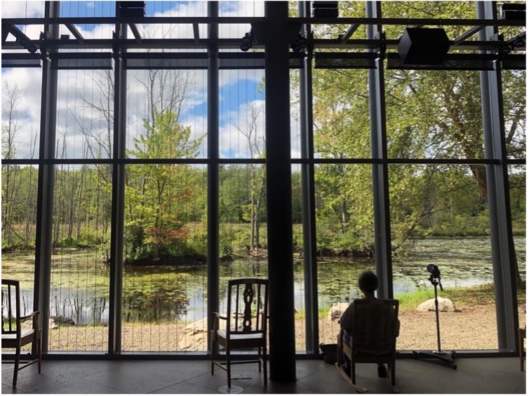 Cornell Lab of Ornithology's picture windows are treated with Accopian Bird Savers to prevent bird collisions.